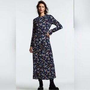 Zara Lexi Women’s Long Sleeve Midi Dress XS Black‎ Multicolor Polka Dot Print